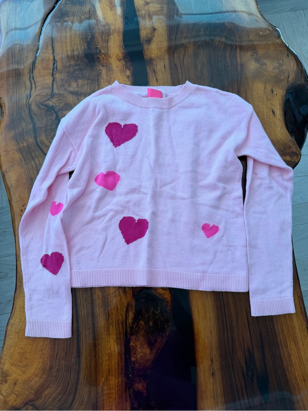Lilly Pulitzer Pink Heart Crewneck Sweater with Magenta Accents